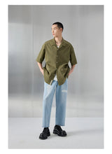 Bark Textured Cuban Collar Casual Shirt