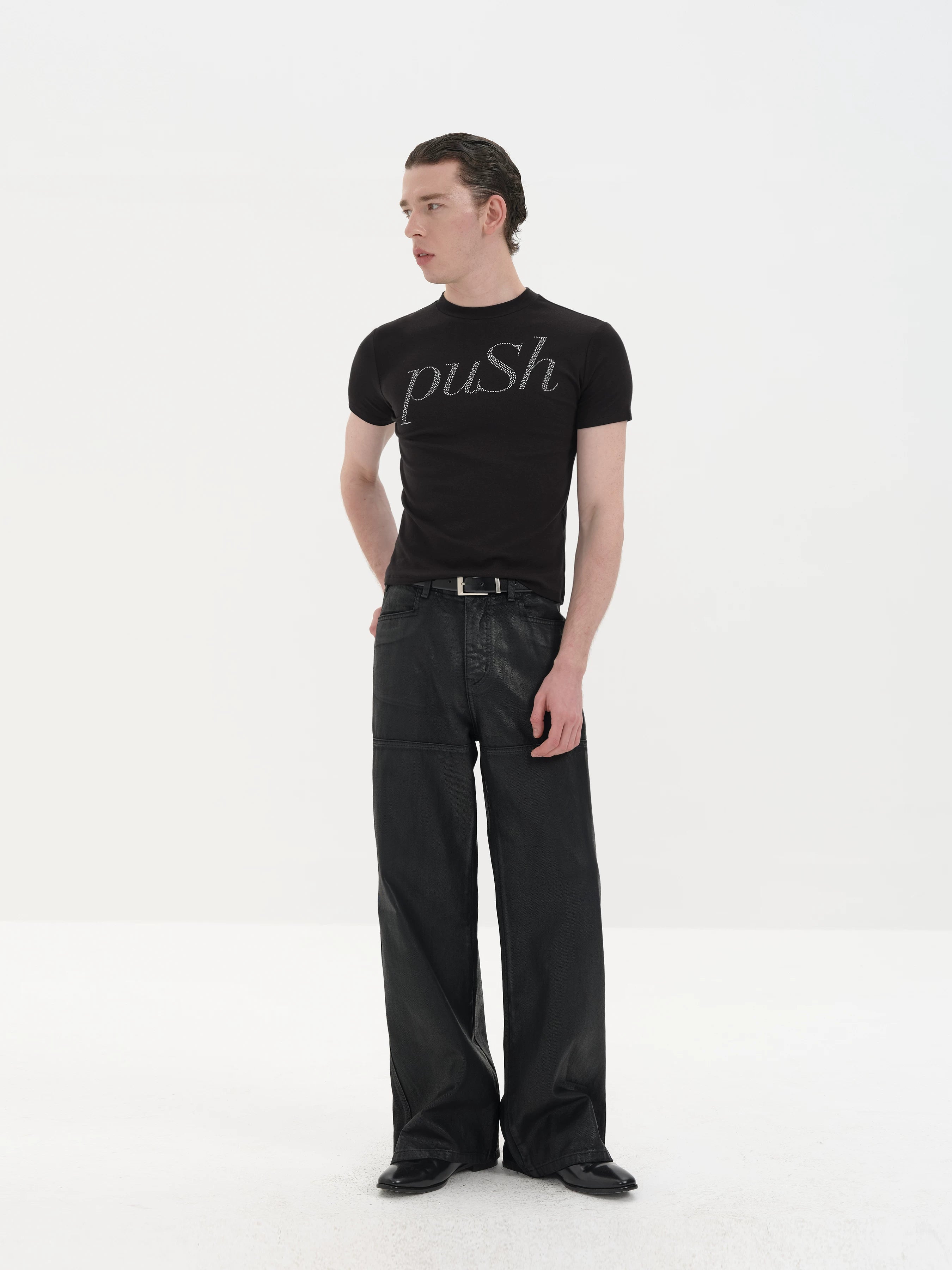 Slim Fit Rhinestone Short Sleeve Tee