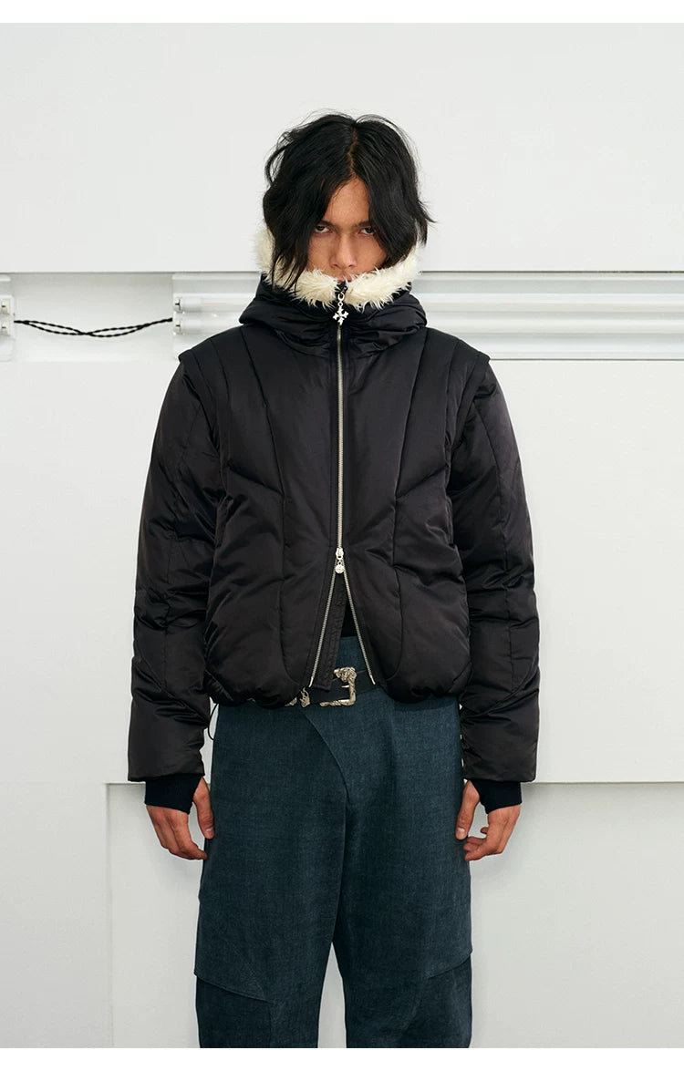 Men's 2-in-1 Winter Fur-Trimmed Puffer Vest