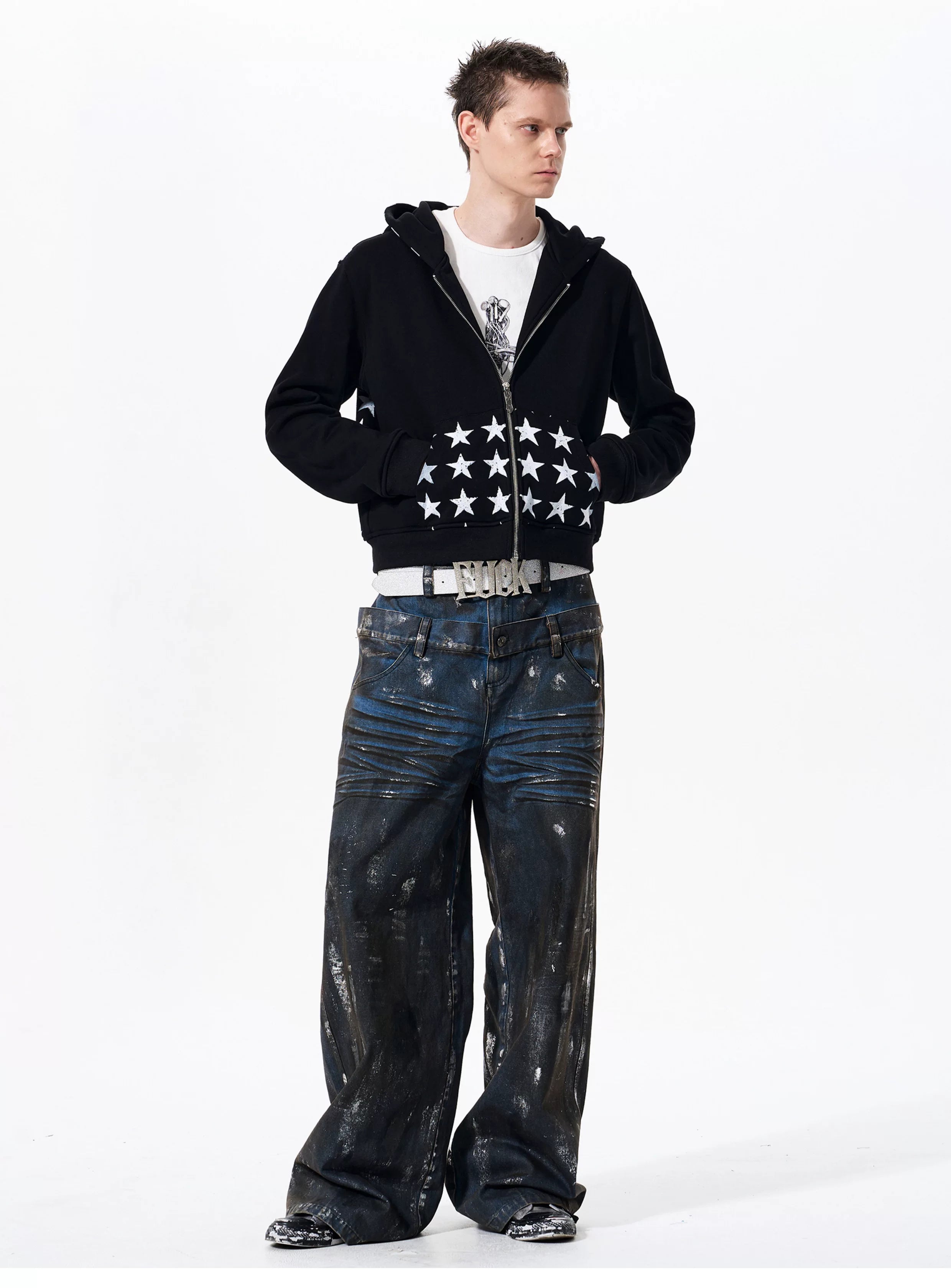 Men's Star Printed Hooded Jacket