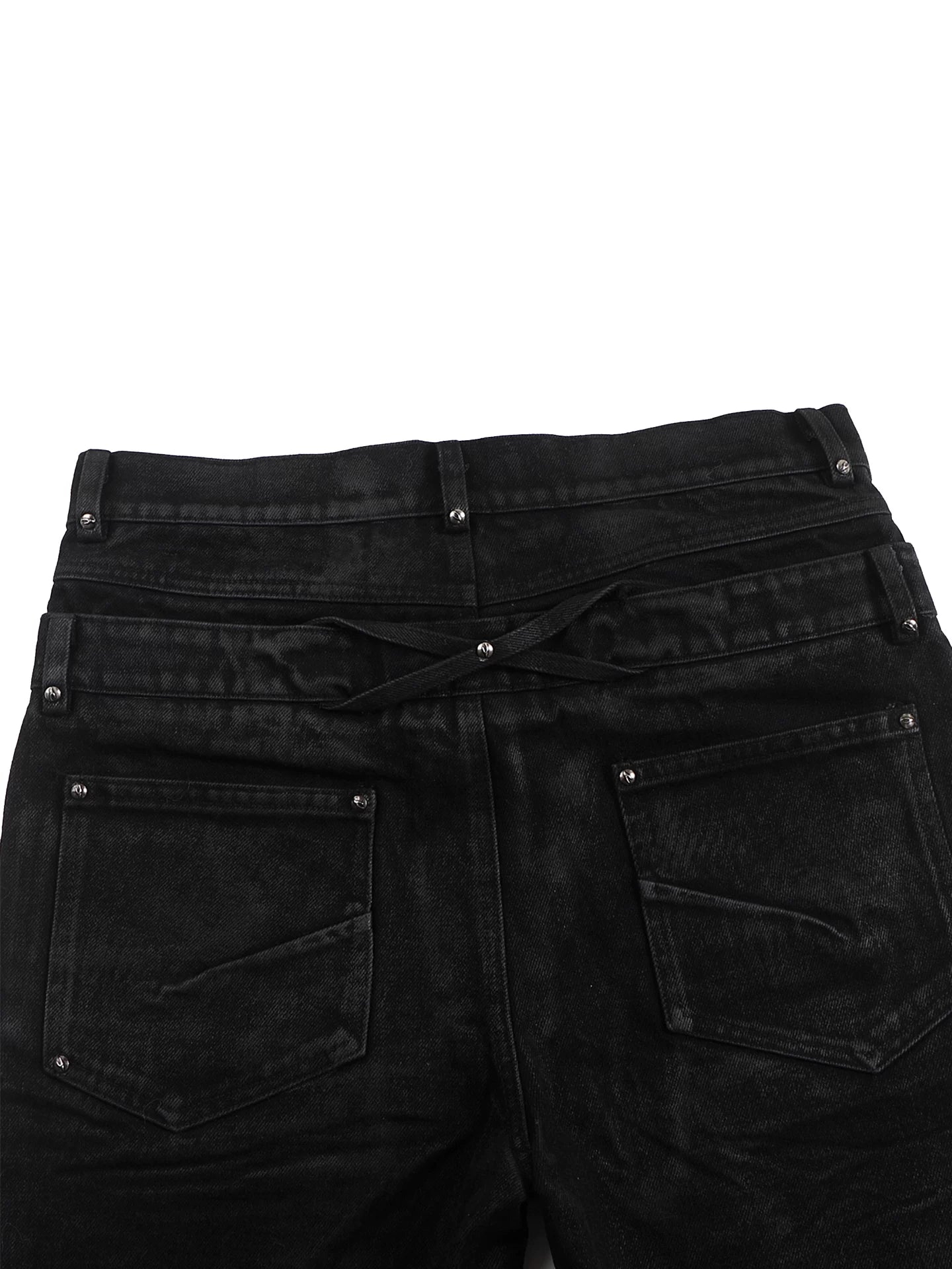 Double Waist Waxed Whiskered Skinny Jeans