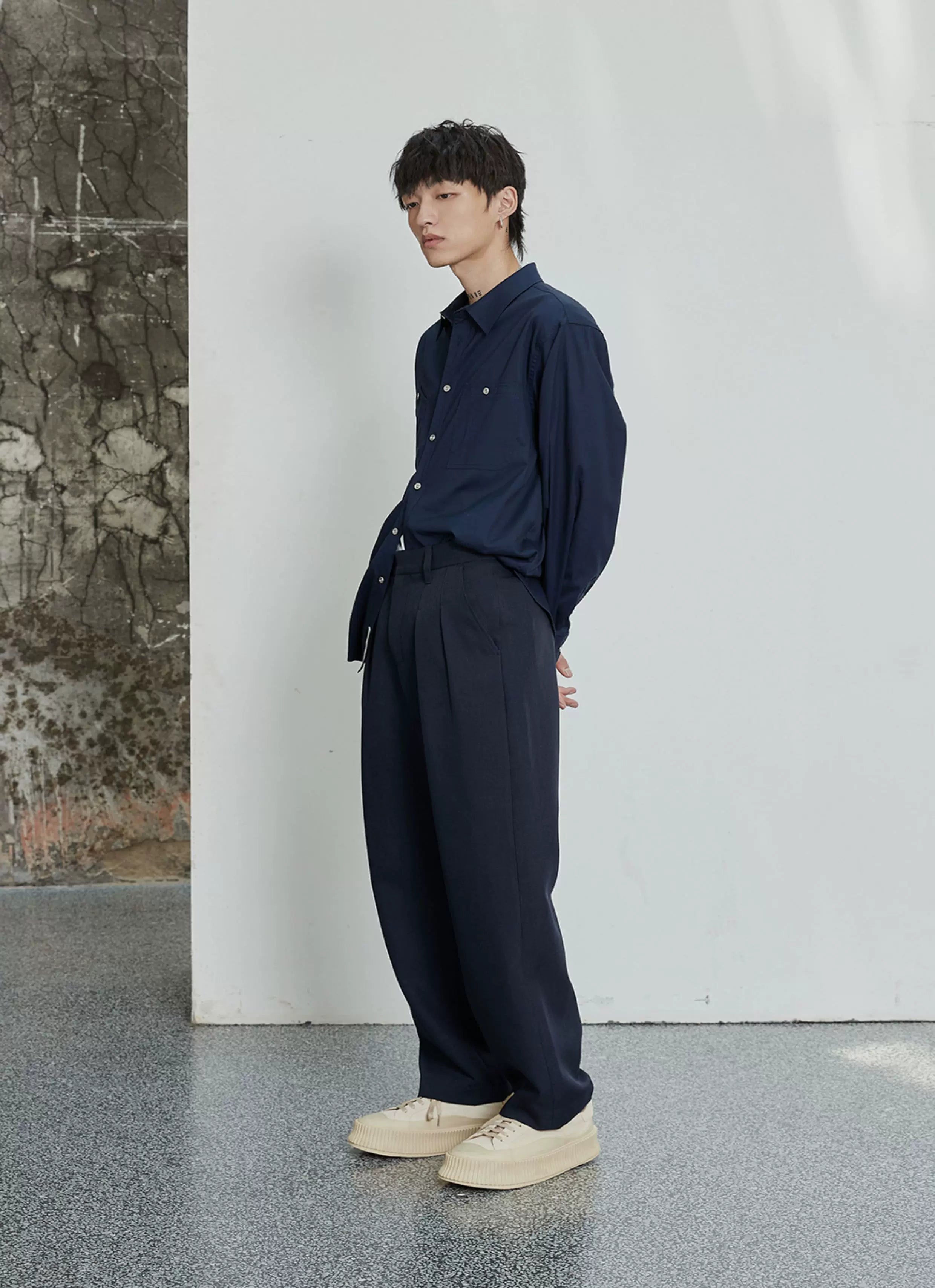 Pleated Wide Leg Suit Pants