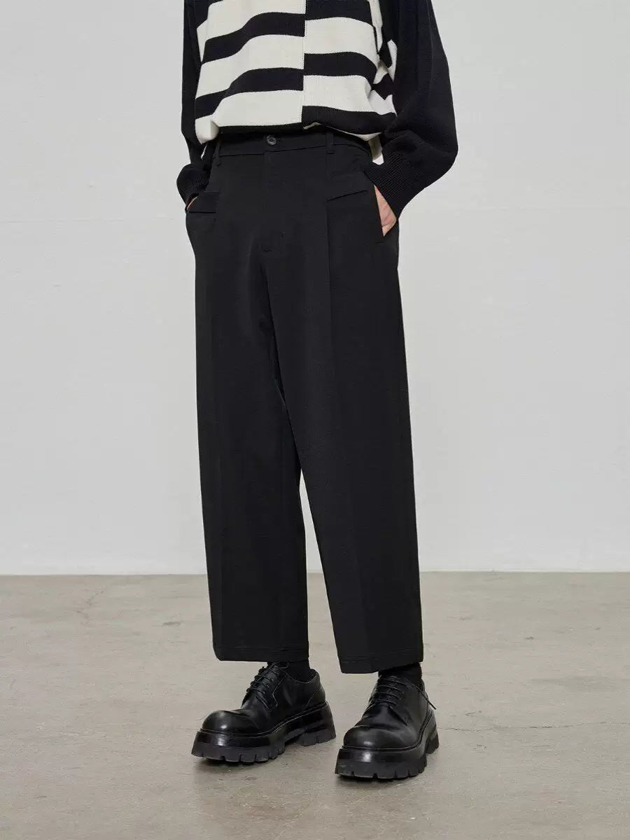 Casual Cropped Elastic Waist Pants