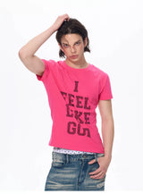 Men's Rhinestone Letter Crew Neck Tees