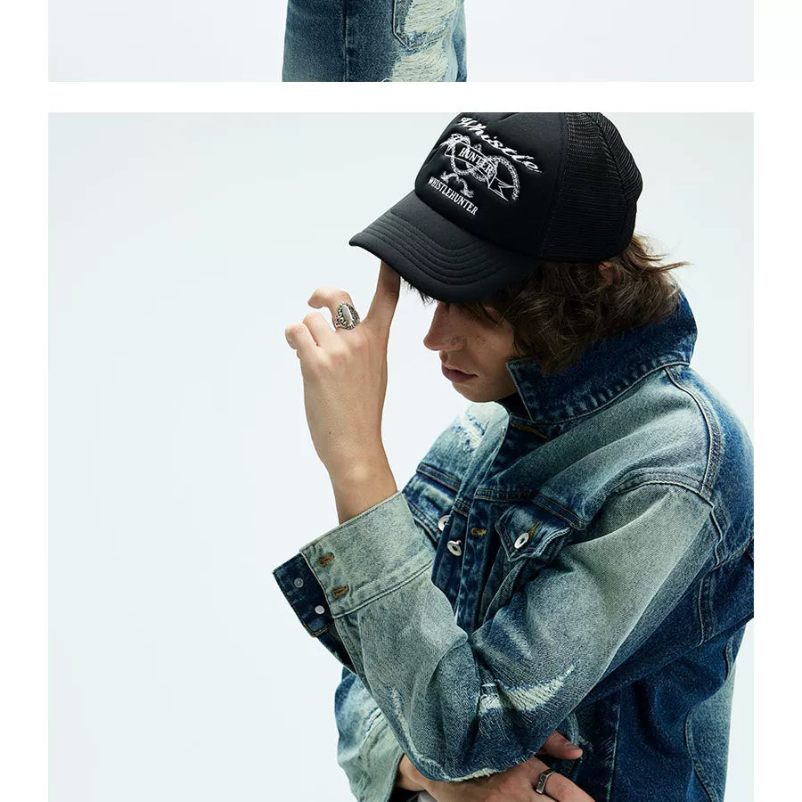 Two Tone Cropped Wide Denim Jacket