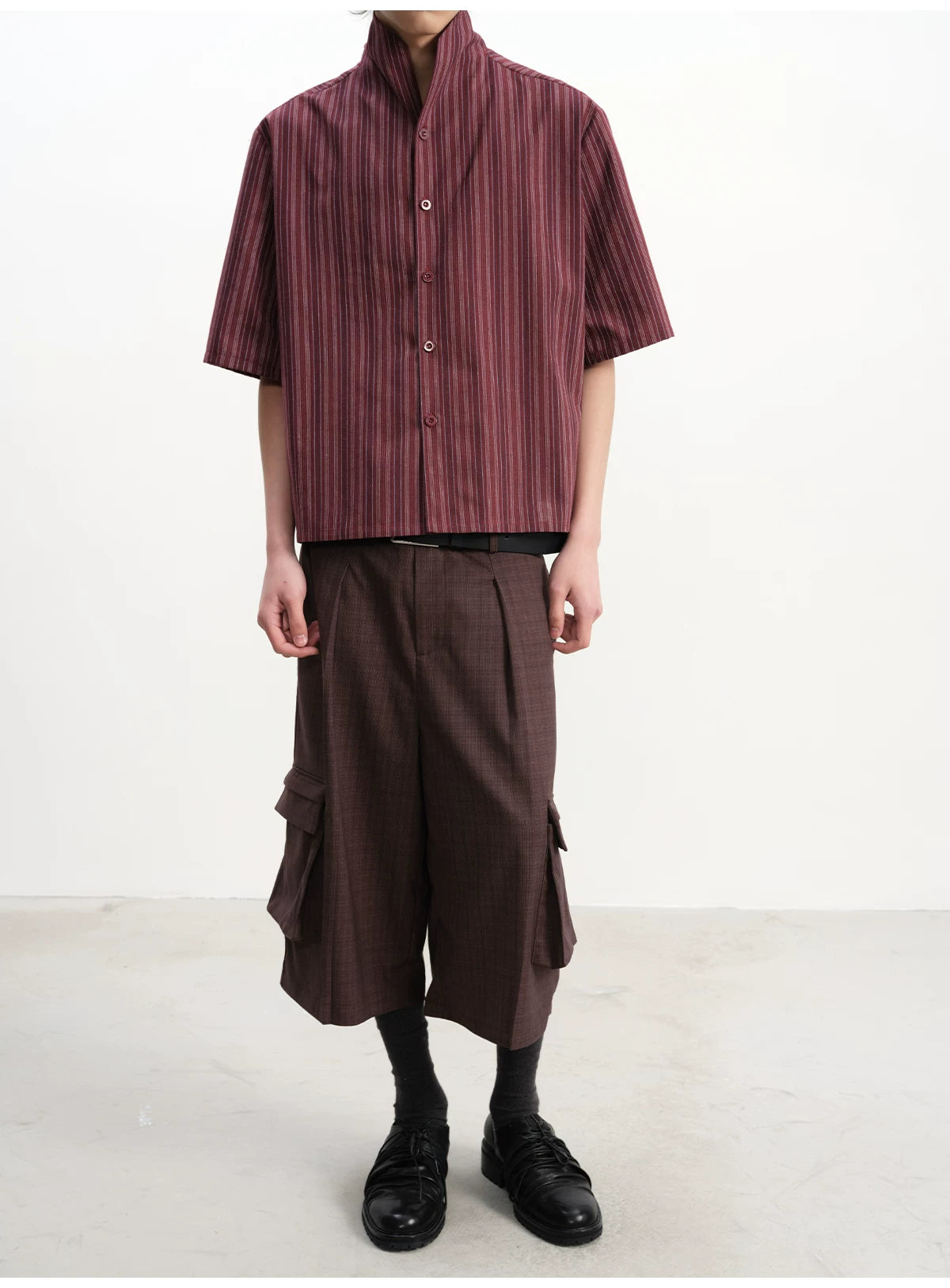 Short-Sleeve Striped Cotton Linen Shirt