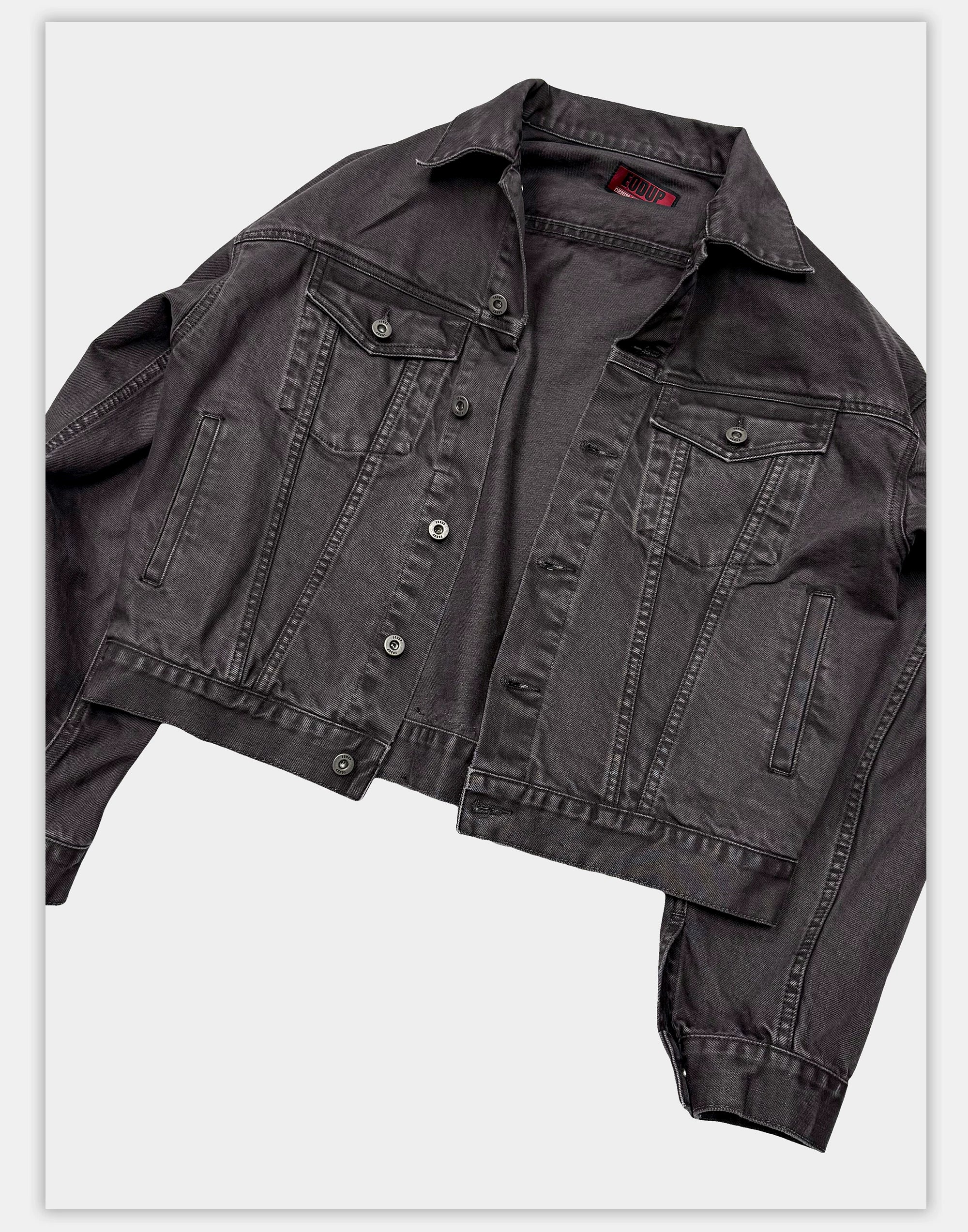Washed Grey Boxy Denim Jacket