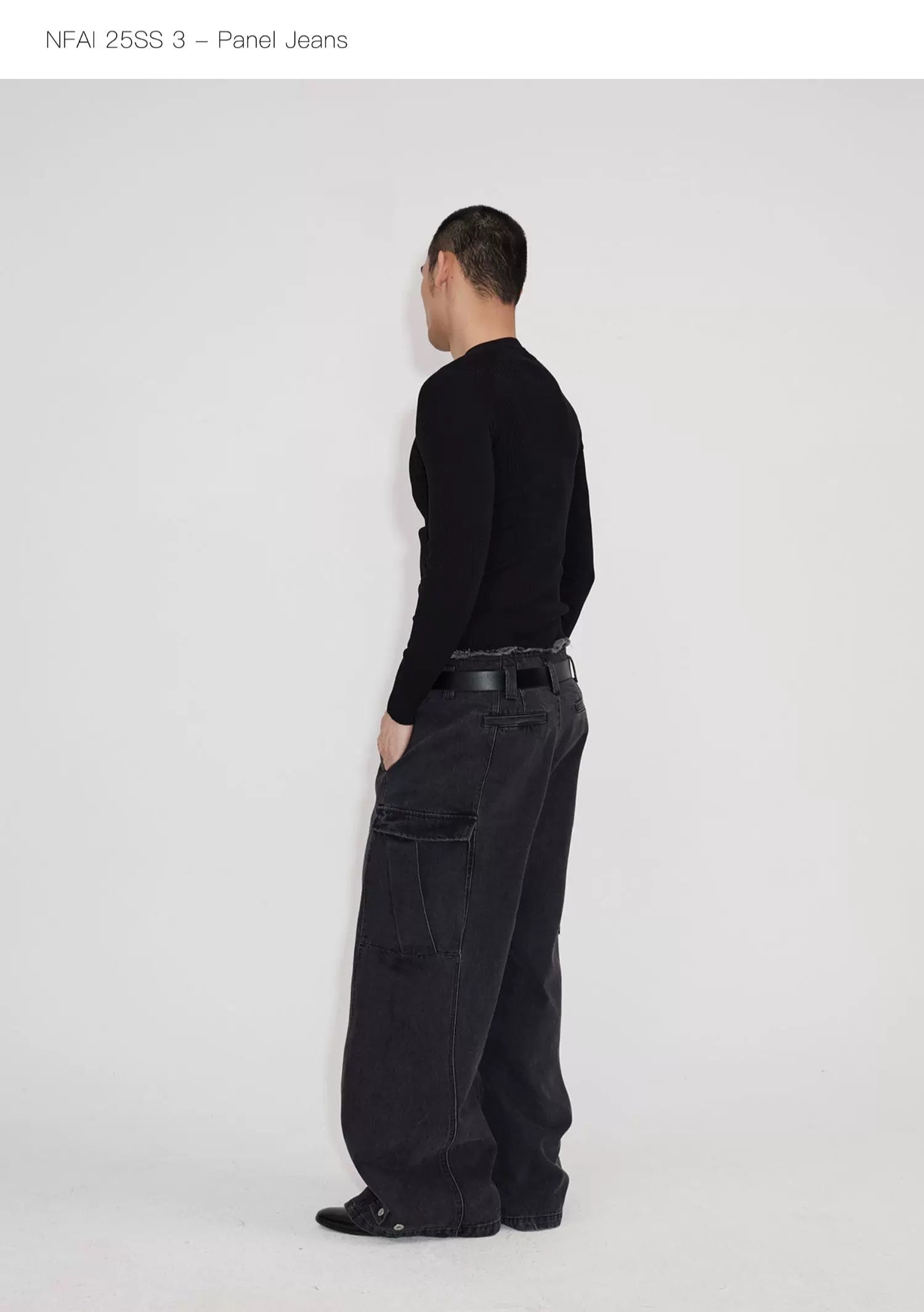 Three-Piece Raw Hem Curved Jeans