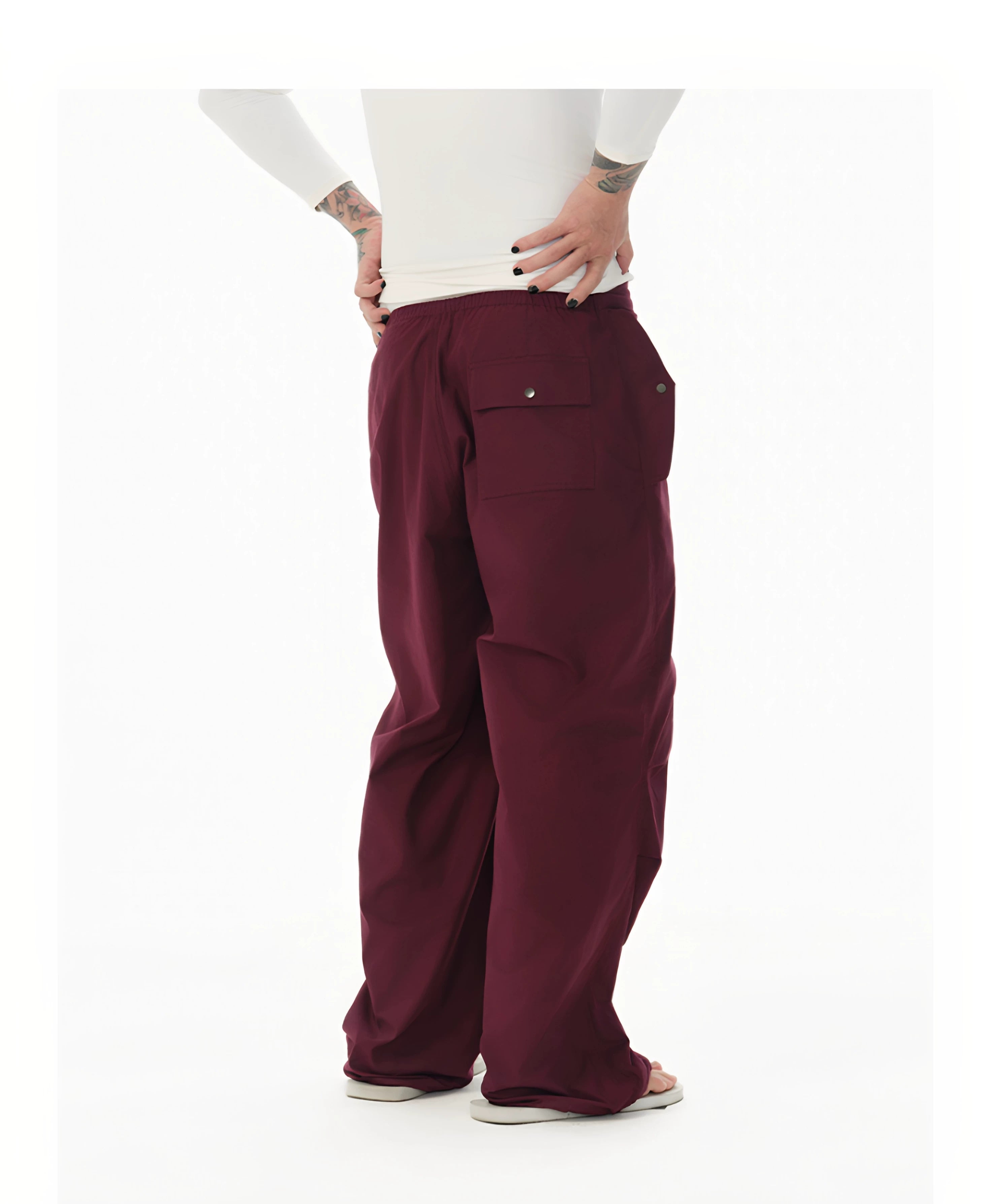 Cotton Low Waist Cargo Parachute Pants