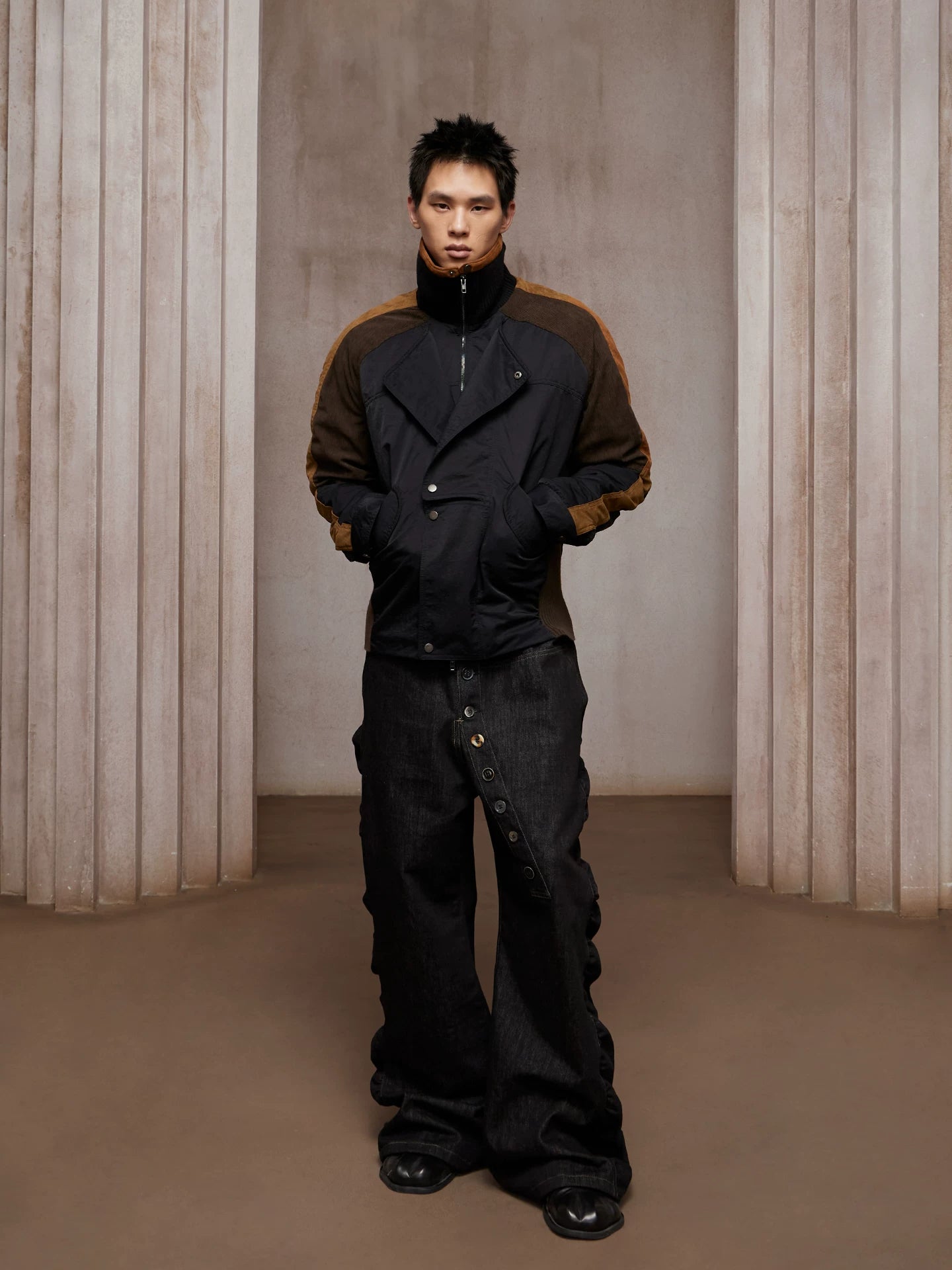 Vintage Petal Button Baggy Denim Jeans