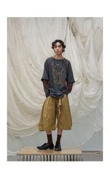 Detachable Plaid Pleated Cropped Pants
