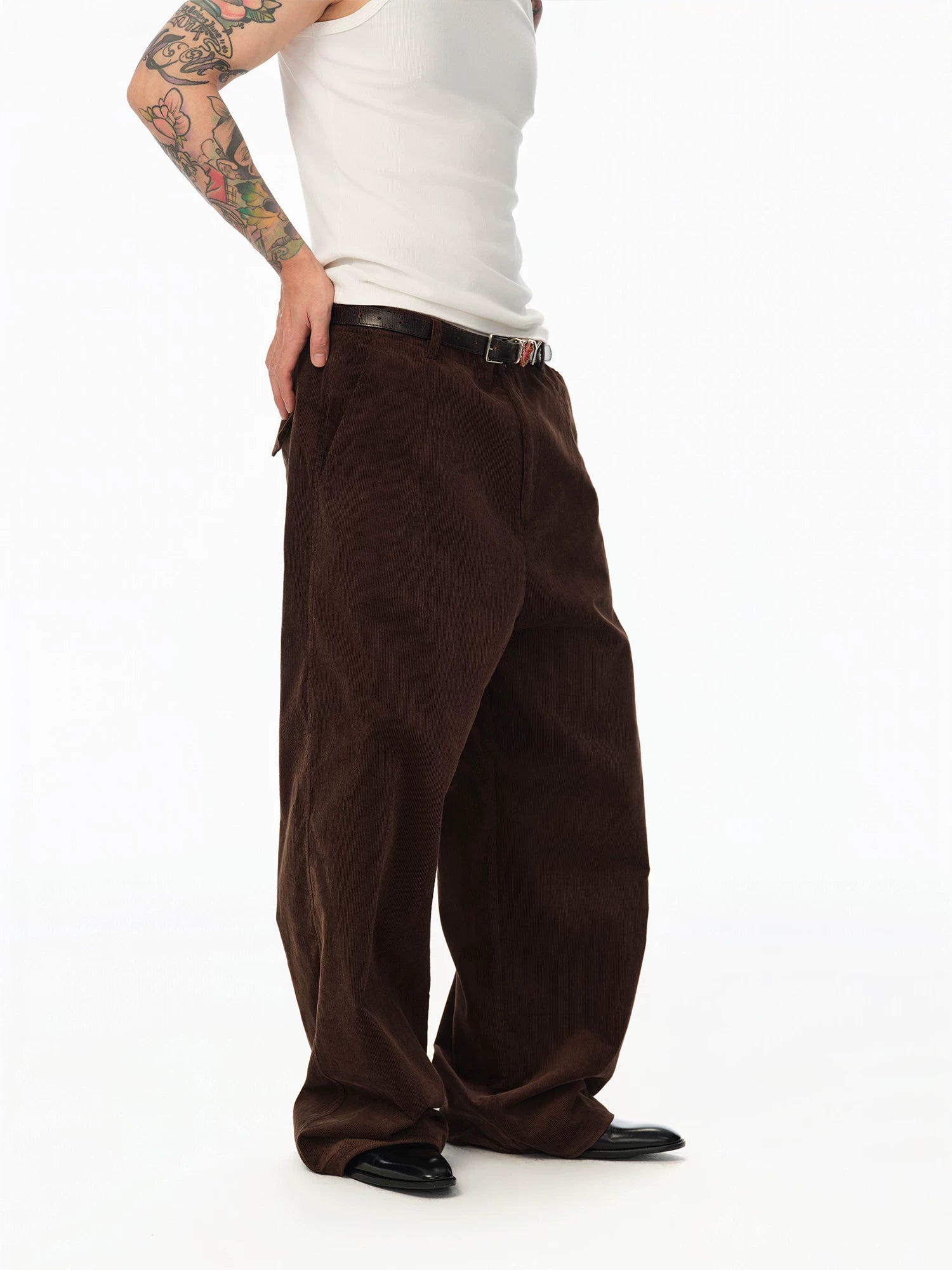 Imported Corduroy Wide Leg Straight Pants
