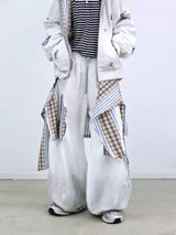 Detachable Distressed Ripped Striped Patchwork Sweatpants