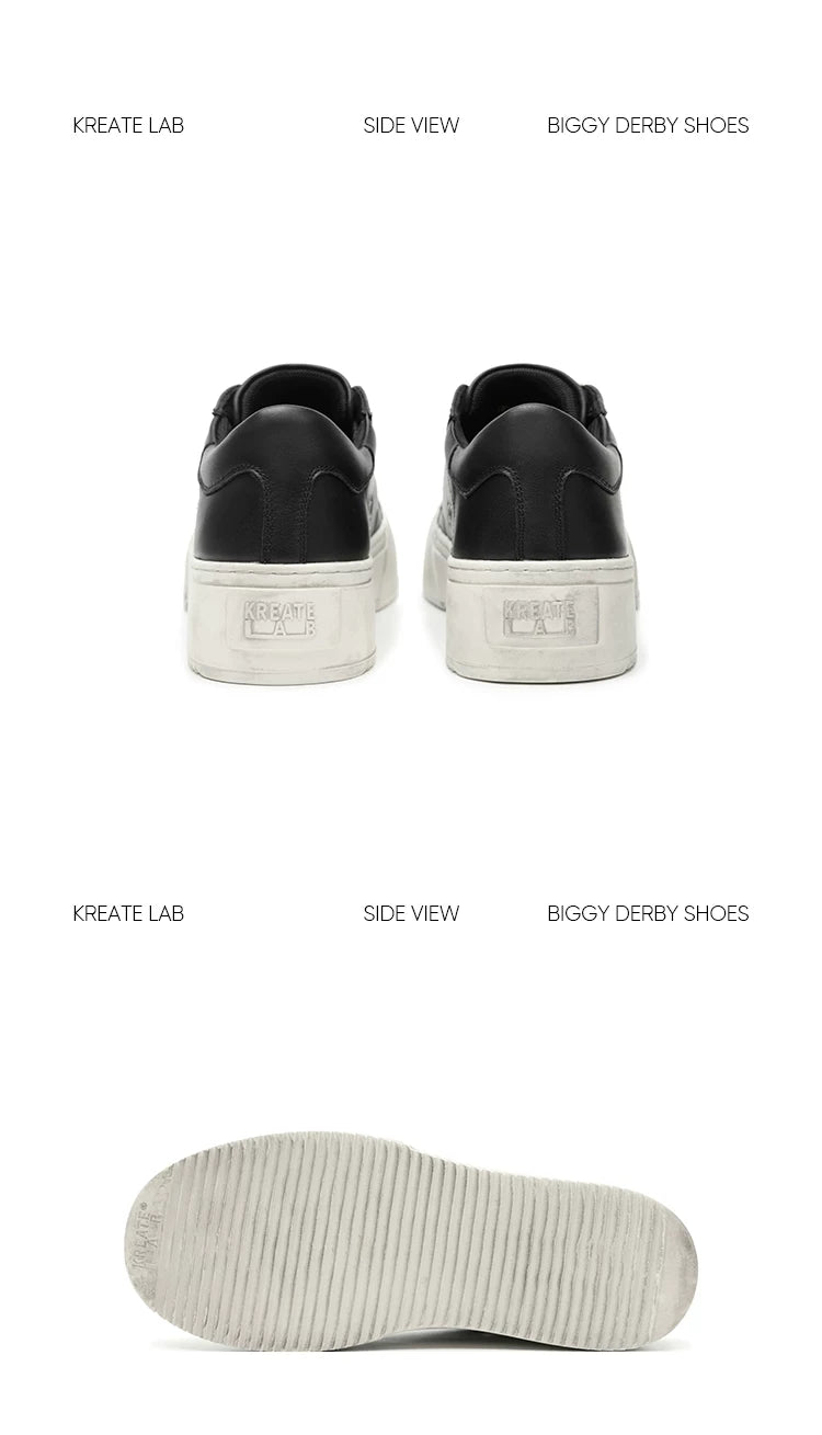 Unisex Distressed Low-Top Leather Platform Sneakers