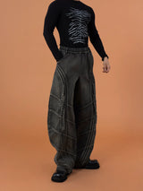 Men's Gray Curved Wide Leg Jeans