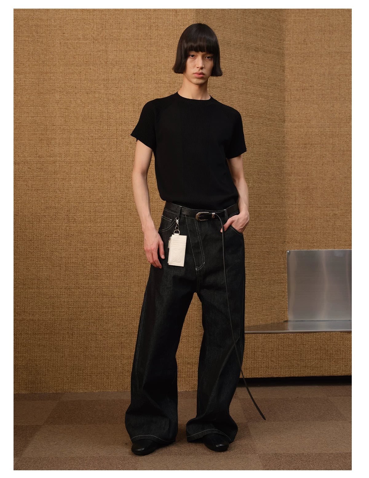 Slant Fly Flared Raw Denim Pants