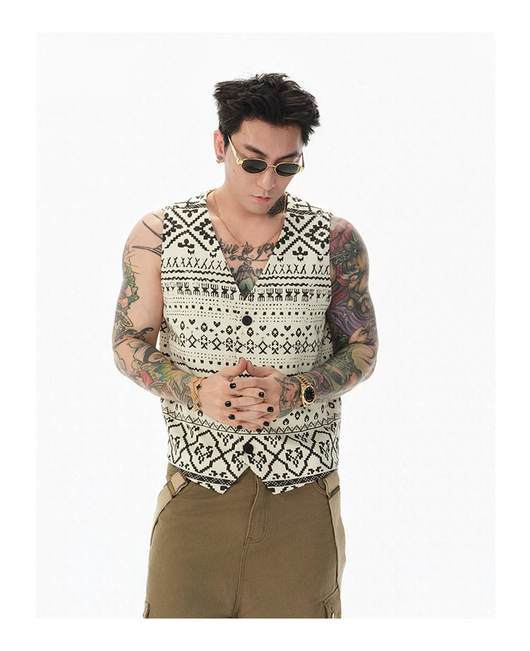 Fair Isle Skeleton Print Vest