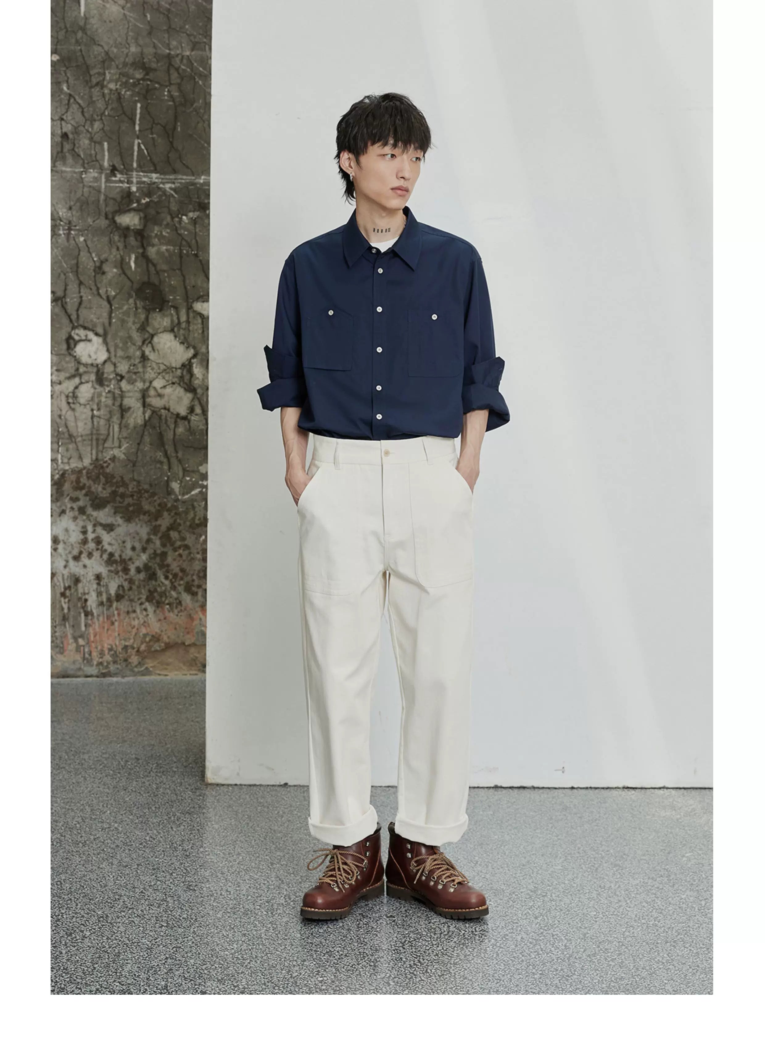 80s Cotton Oxford Asymmetric Pocket Shirt