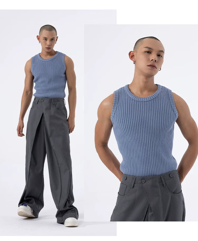 Loose Multi-color Crew Neck Sweater Vest