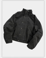 Loose Stand Collar Washed Canvas Coat