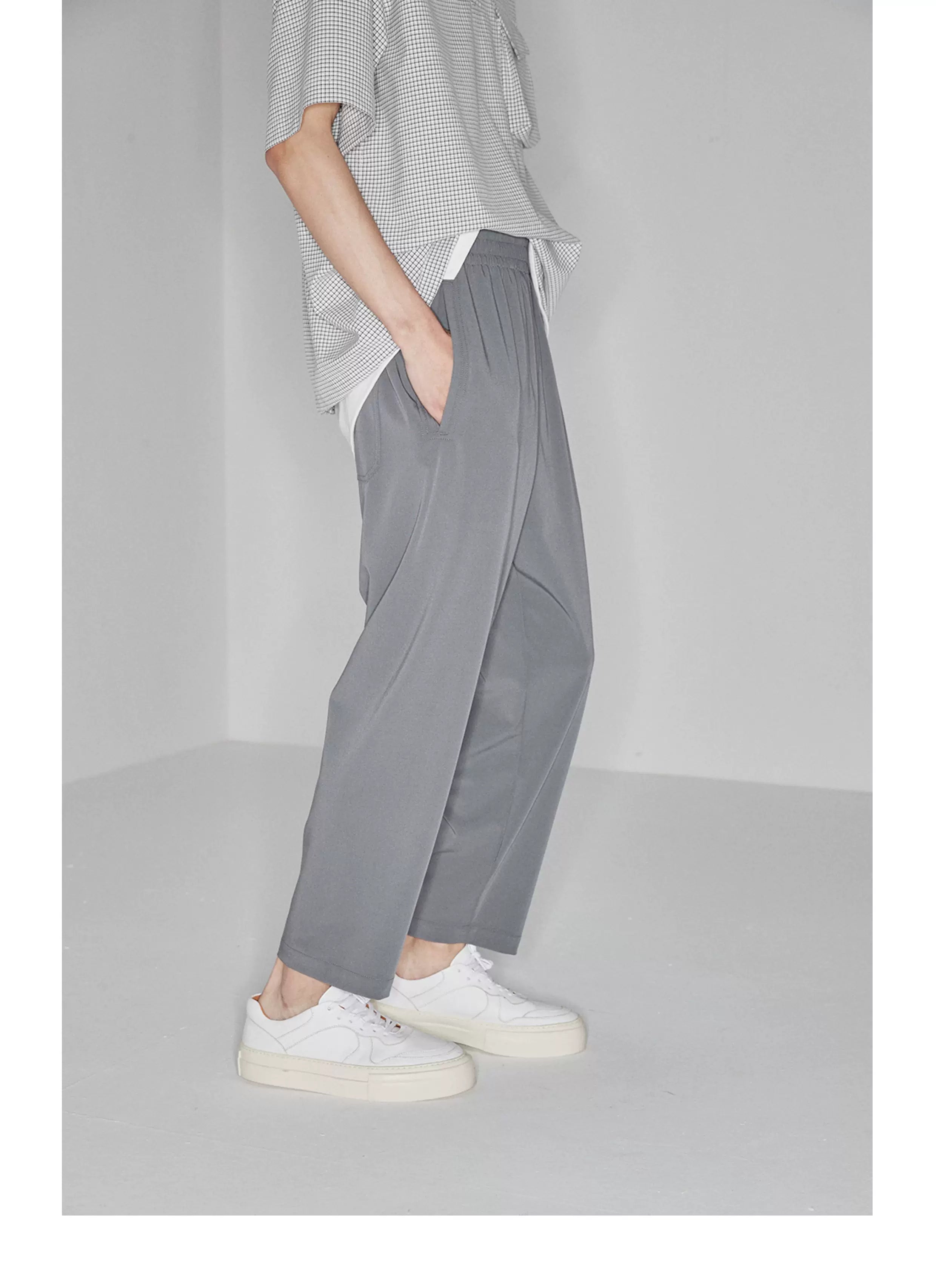 Drapey Stretchy Elastic Waist Cropped Pants
