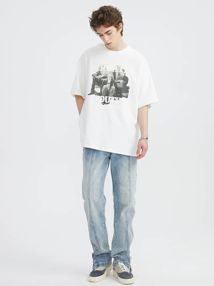 Combed Lycra Split Ankle Zip Jeans