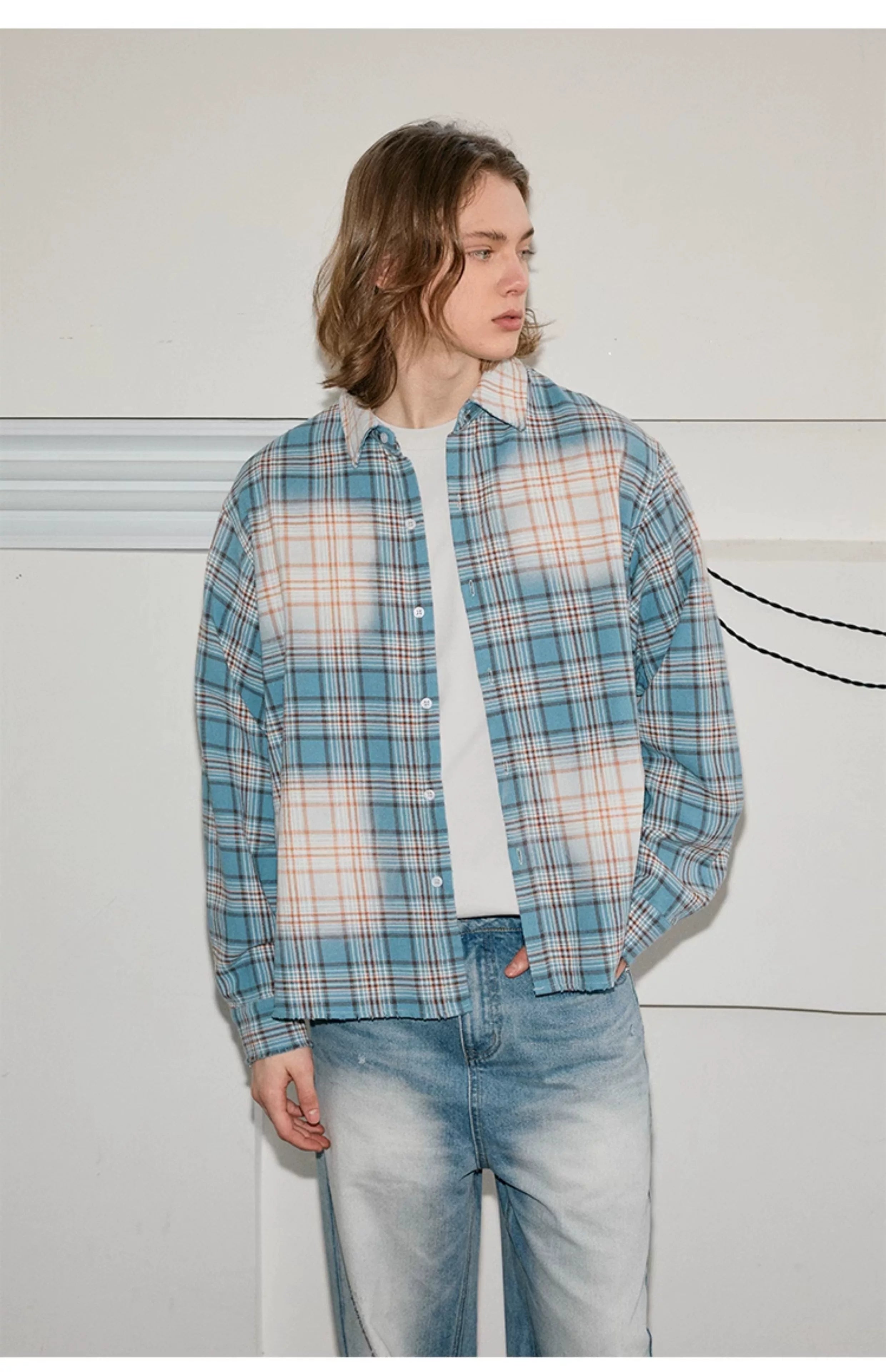 Vintage Wash Plaid Long Sleeve Shirt