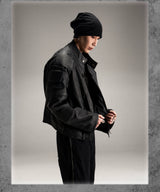 Distressed Deconstructed Biker Leather Jacket