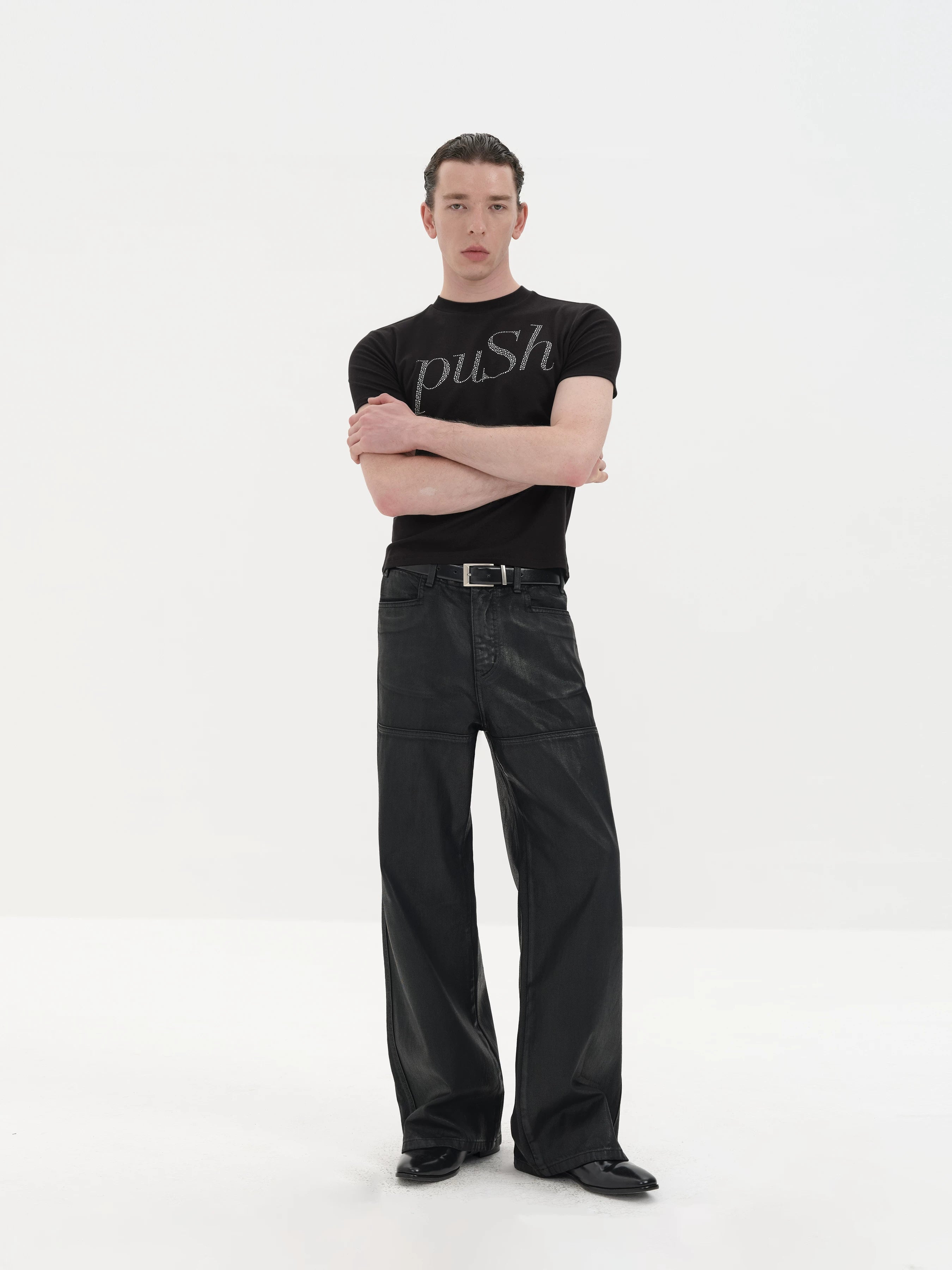 Slim Fit Rhinestone Short Sleeve Tee