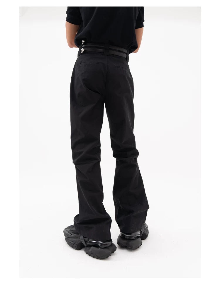 Men's Double Buckle Pleated Casual Pants