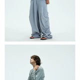 Two-tone Asymmetrical Pleated Baggy Sweatpants