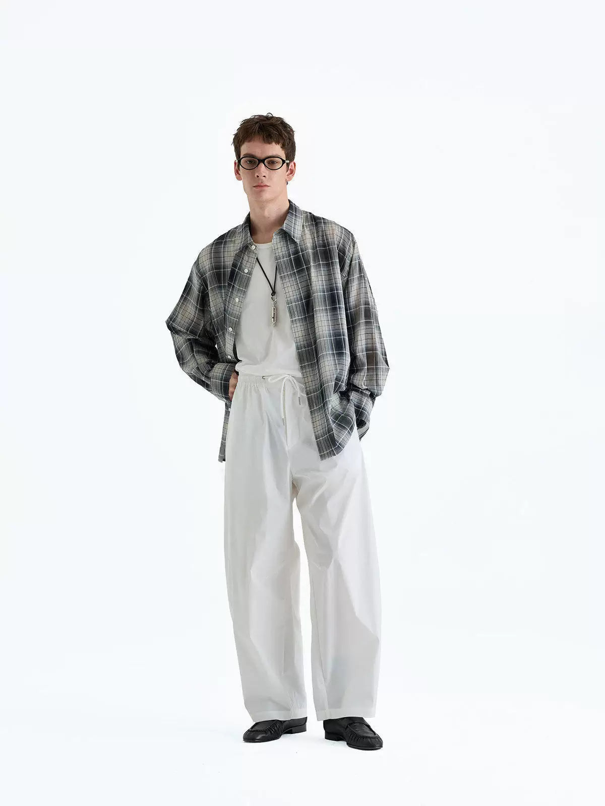 Plaid Woven Cotton Long Sleeve Shirt