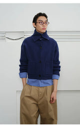 Men's High Neck Wool Cardigan