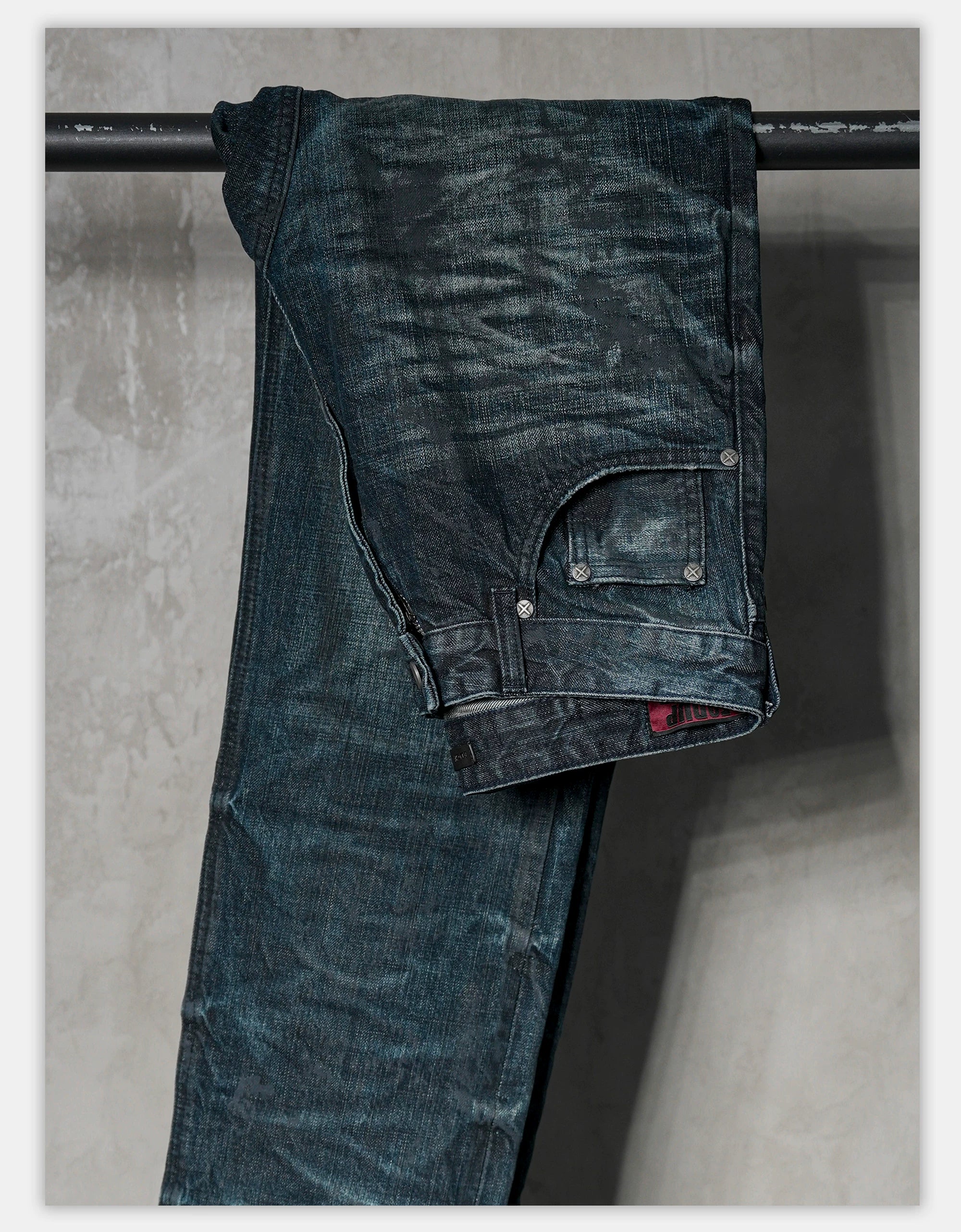 Distressed Washed Blue Straight Leg Jeans
