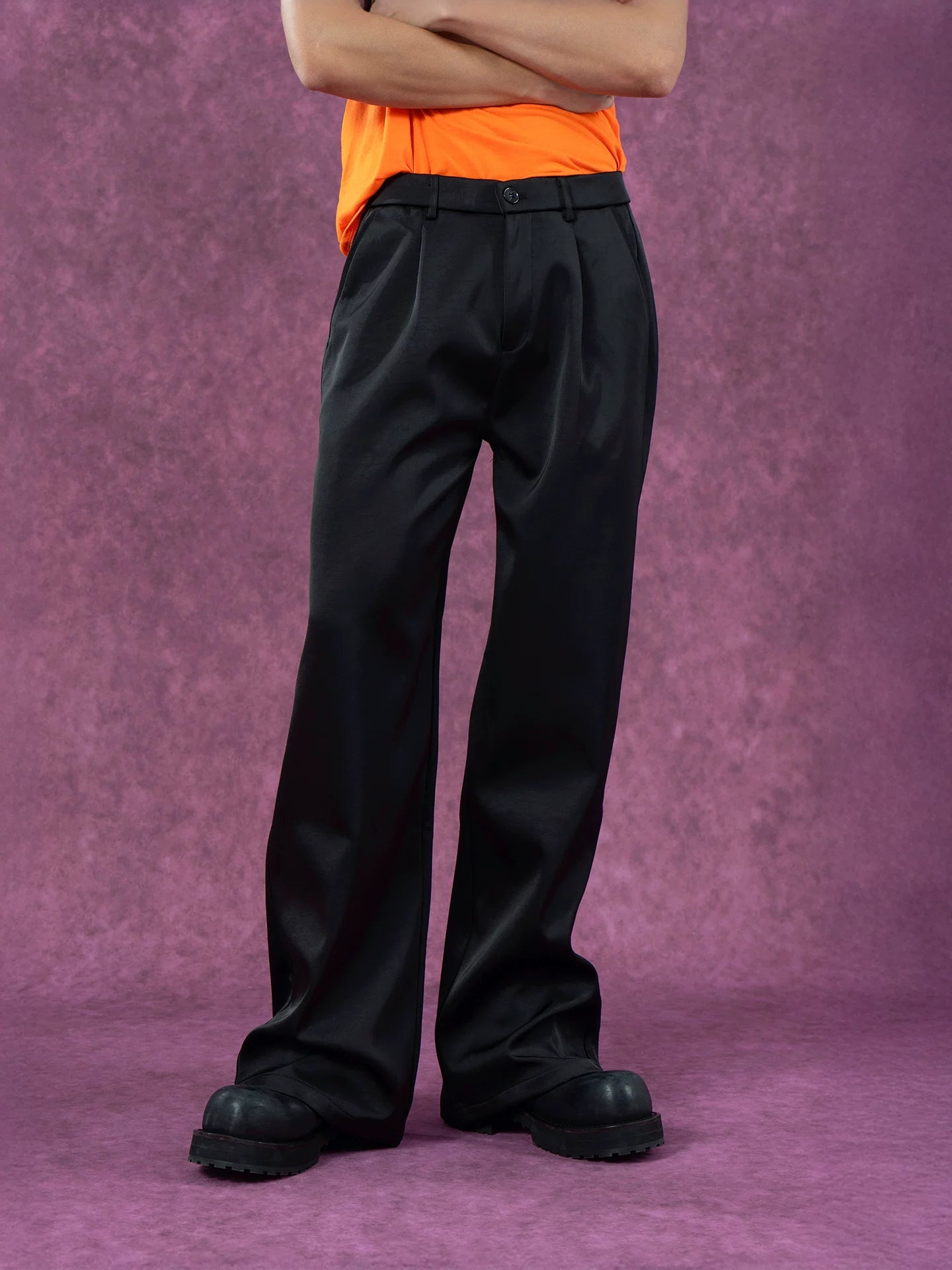 Men's Loose Satin Straight Leg Pants