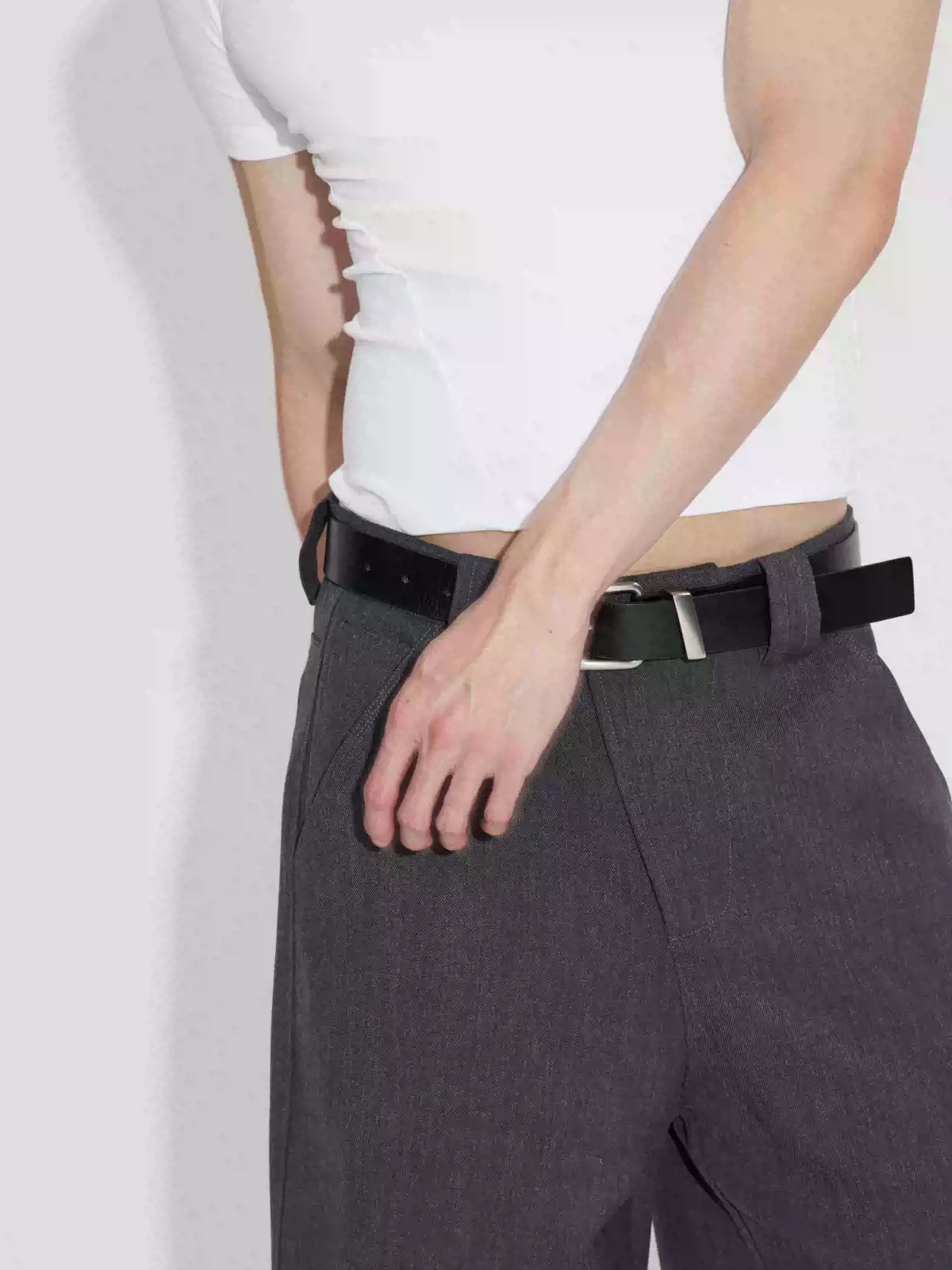 Wrinkle-resistant Wool-like Asymmetrical Cargo Dress Pants