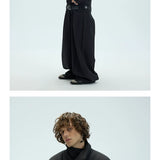 Two-Tone Single-Button Split Turtleneck Down Coat