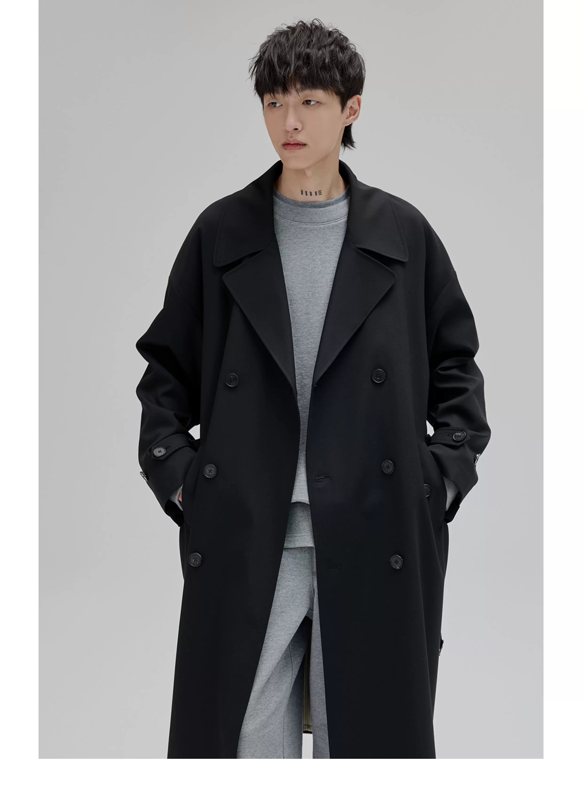 Double Breasted Long Trench Coat