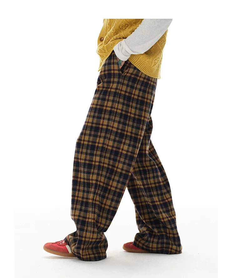 Old Money Wool Plaid Straight Pants