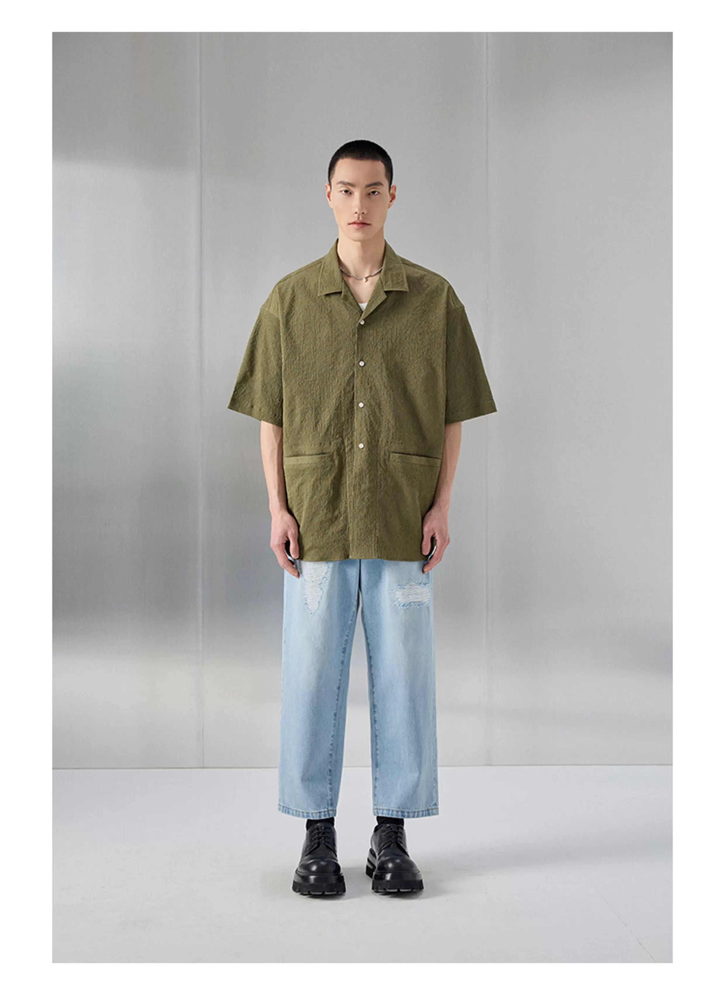 Distressed Patched Denim Pants