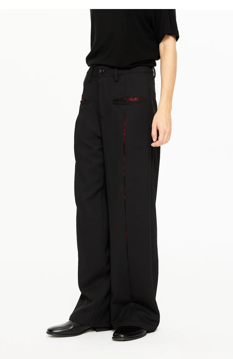 Oil-Lined Color Block Straight Equestrian Pants