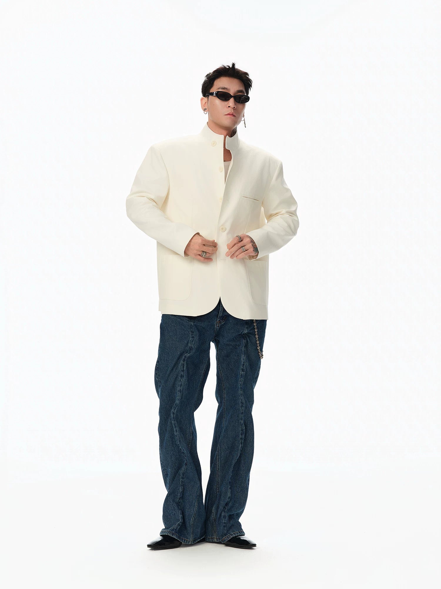 Hemp Stand-Collar Blazer