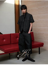 Stand Collar Denim Shirts With Pockets