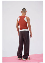 Black Red Faux Two-piece Men's Vest
