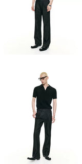 Cutout Lapel Short Sleeves Knit Polo