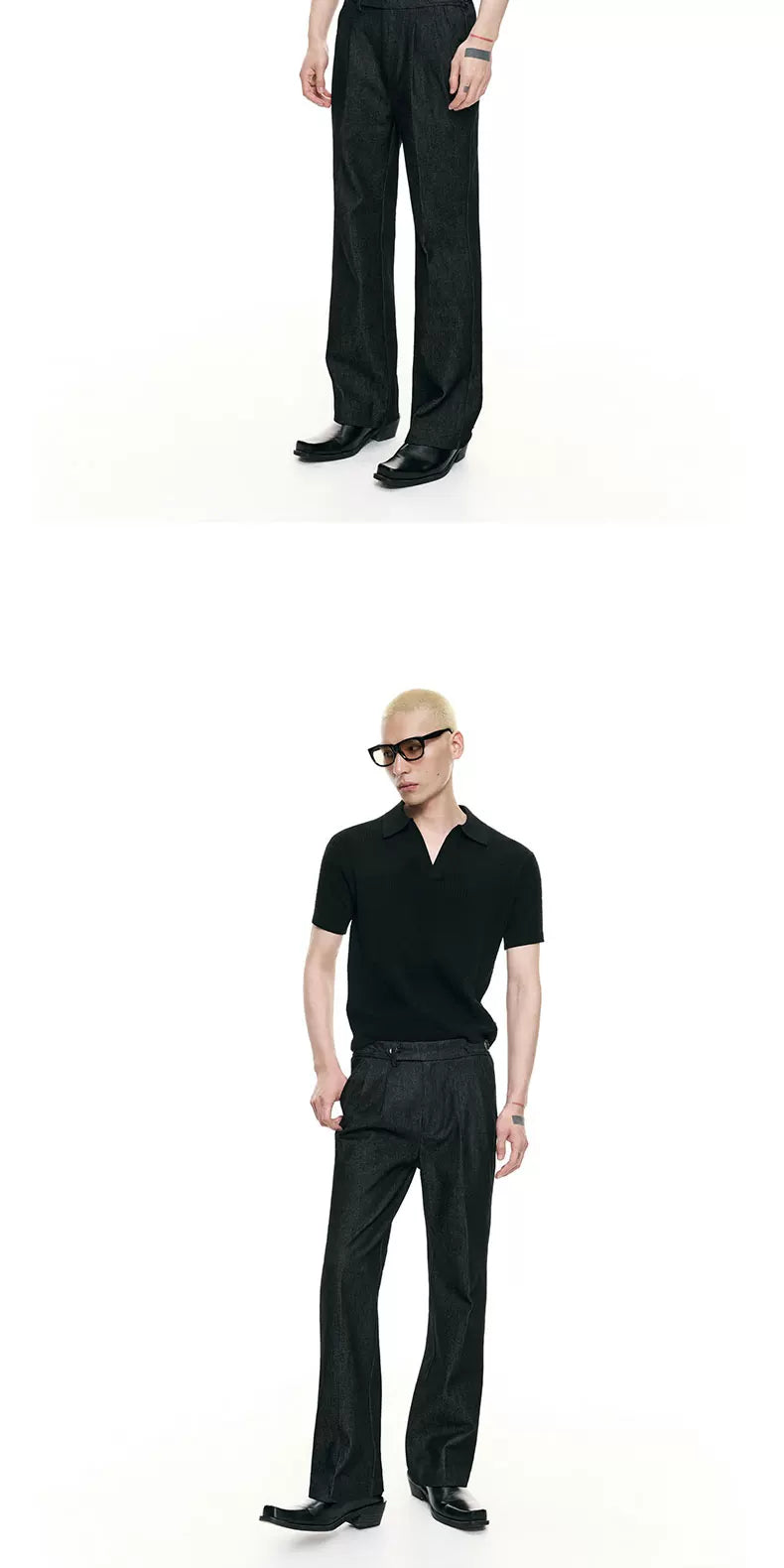 Cutout Lapel Short Sleeves Knit Polo