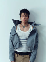 Waterproof Short Grey-blue Vintage Cargo Jacket
