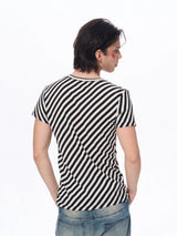 Letter Print Striped Short Sleeve Tees