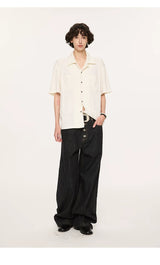 Wooden Button Short Sleeve Knitted Shirt