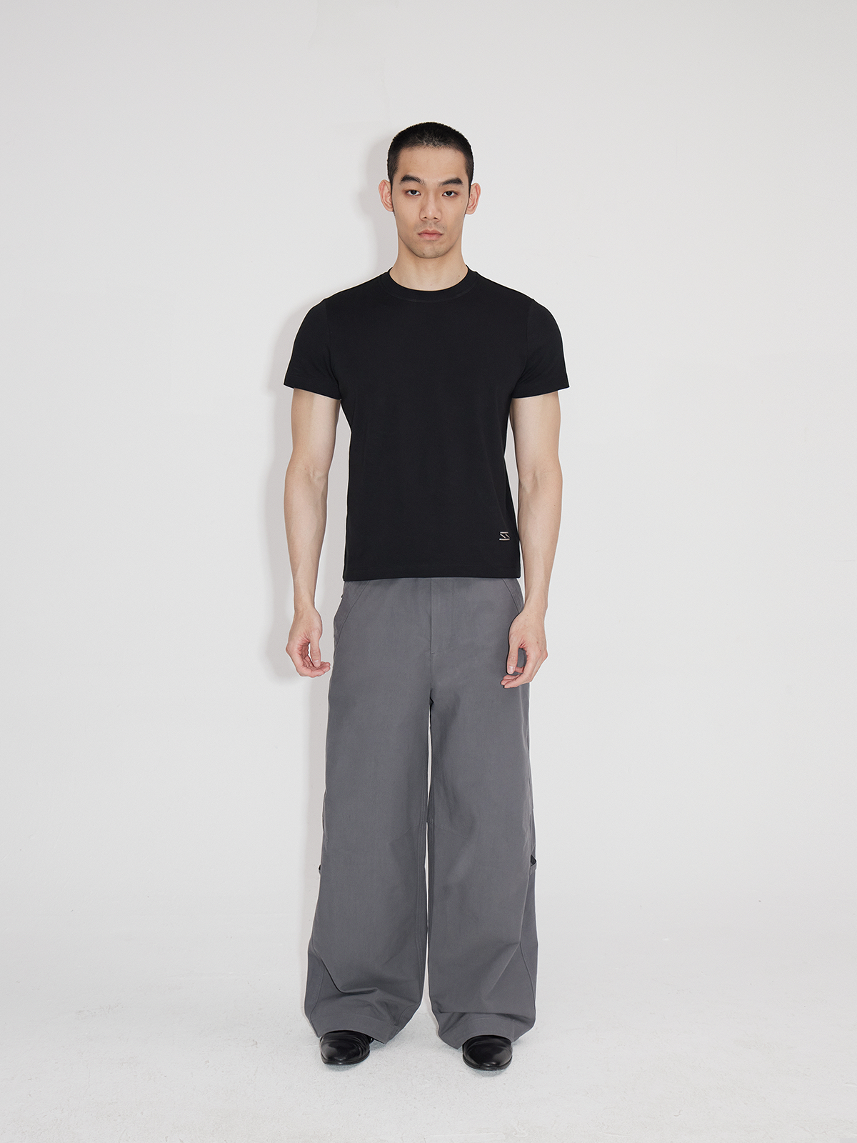 Black Gray Lightweight Washed Parachute Pants